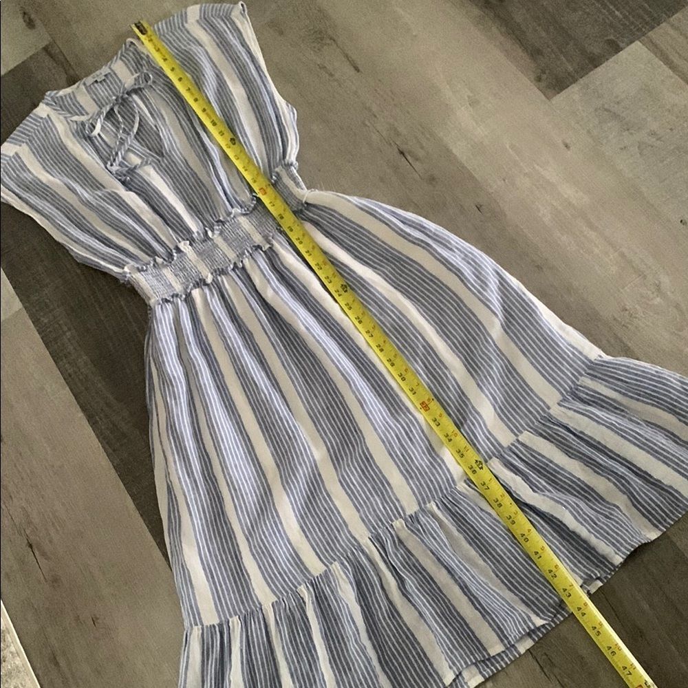 RAILS Ashlyn Midi Dress in Levanzo Blue White Silver Stripes Linen Blend Sz S - Picture 10 of 13